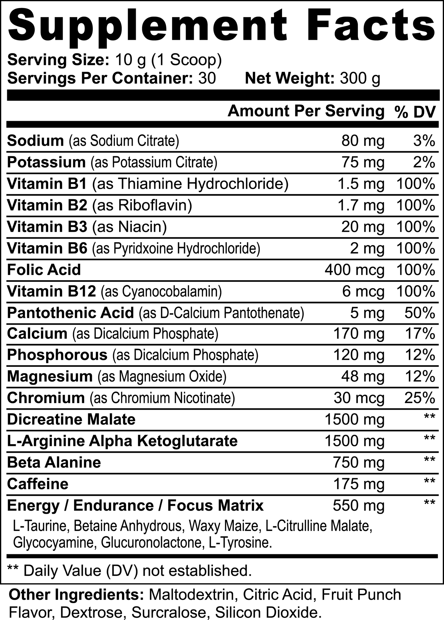 VitaFit Performance NITRO DRIVE | Nitric Shock Pre-Workout Powder (Fruit Punch)